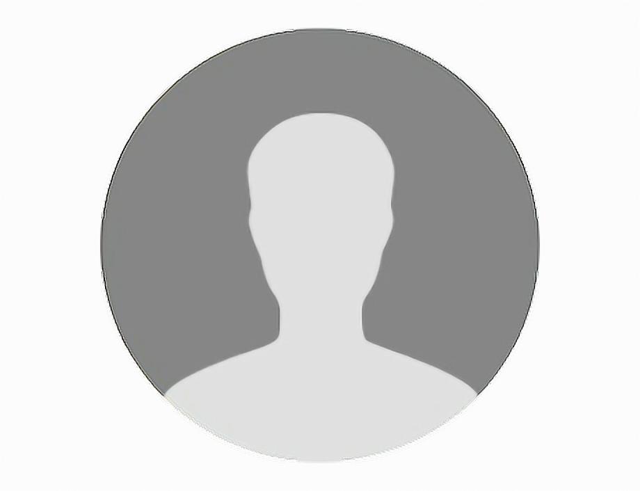 Silhouette of a persons head and shoulders inside a circle, on a gray and white background.
