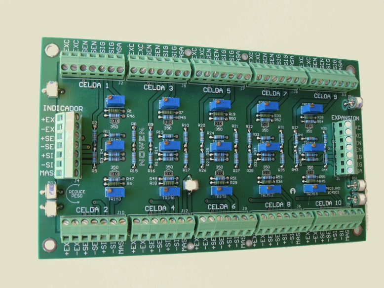 Placa de suma electrónica para ecualización de celdas de carga
