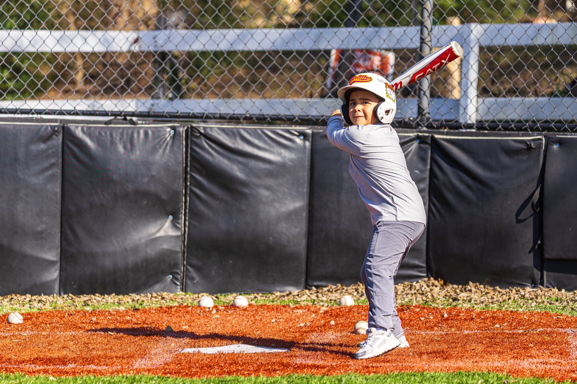 Baseball training action shot