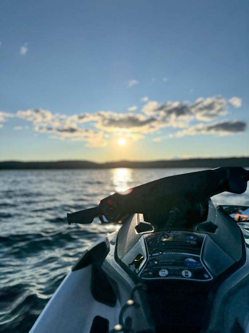 Jet ski at sunset - first person view