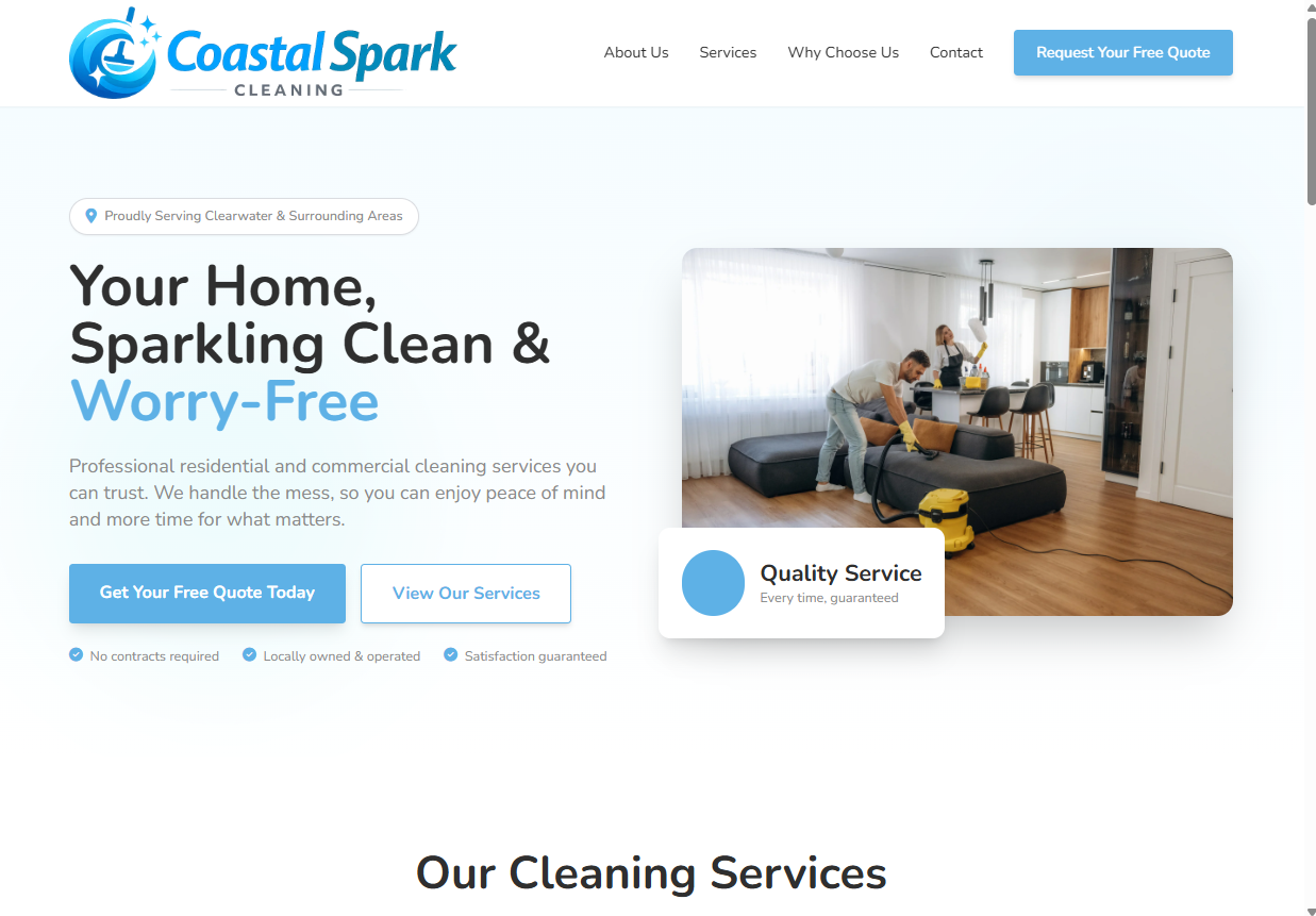 Coastal Spark Cleaning website example