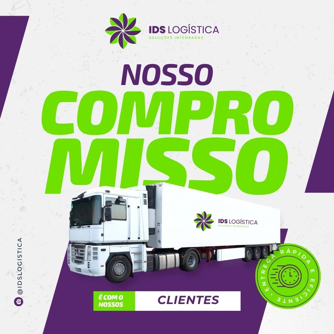 IDS Logística truck with company logo, emphasizing commitment to clients and fast, efficient delivery.