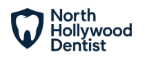 Logo of North Hollywood Dentist with a tooth icon on the left and the name in bold dark blue text on the right.