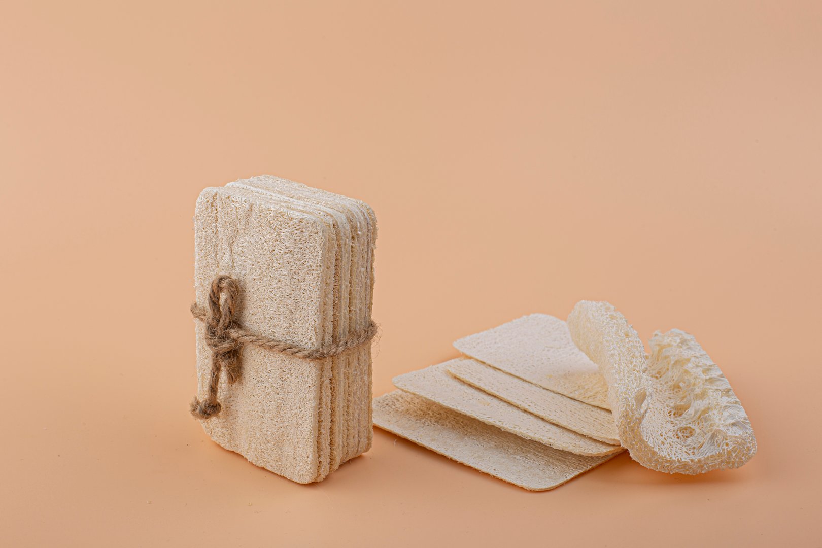 Natural loofah sponge isolate on white background.