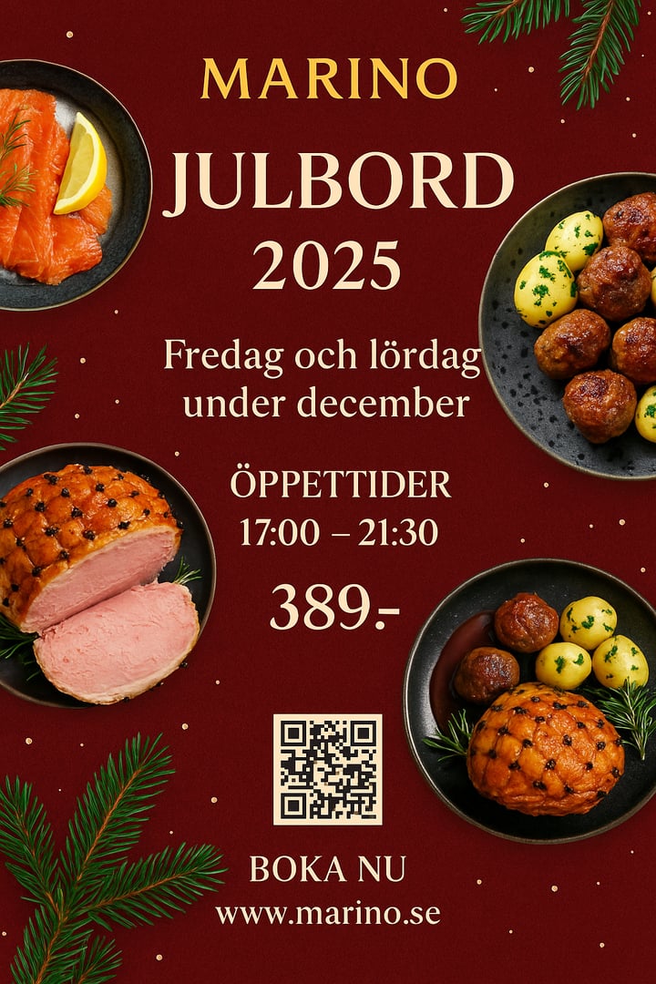 Julbord 2025 poster på Marino