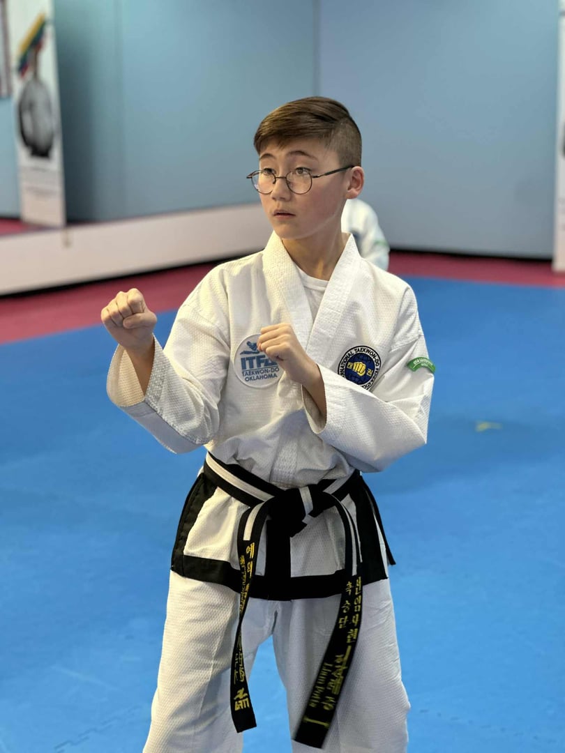 Taekwon-Do students in training