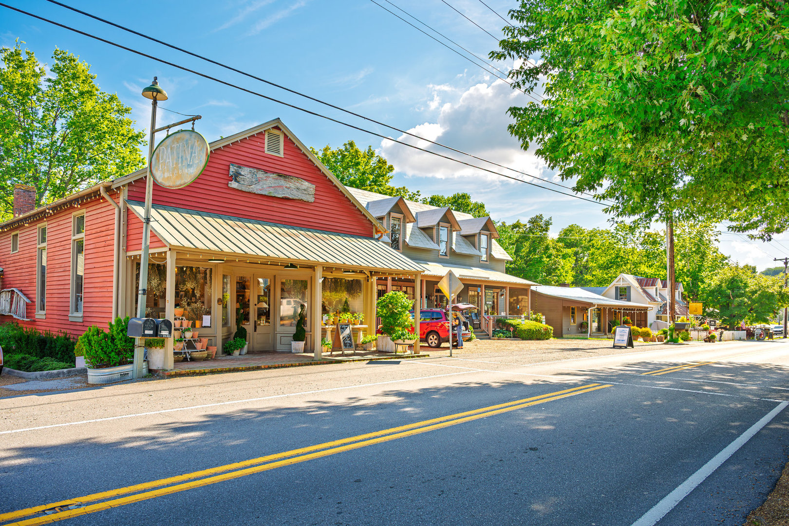 Picturesque main street through historic rural village