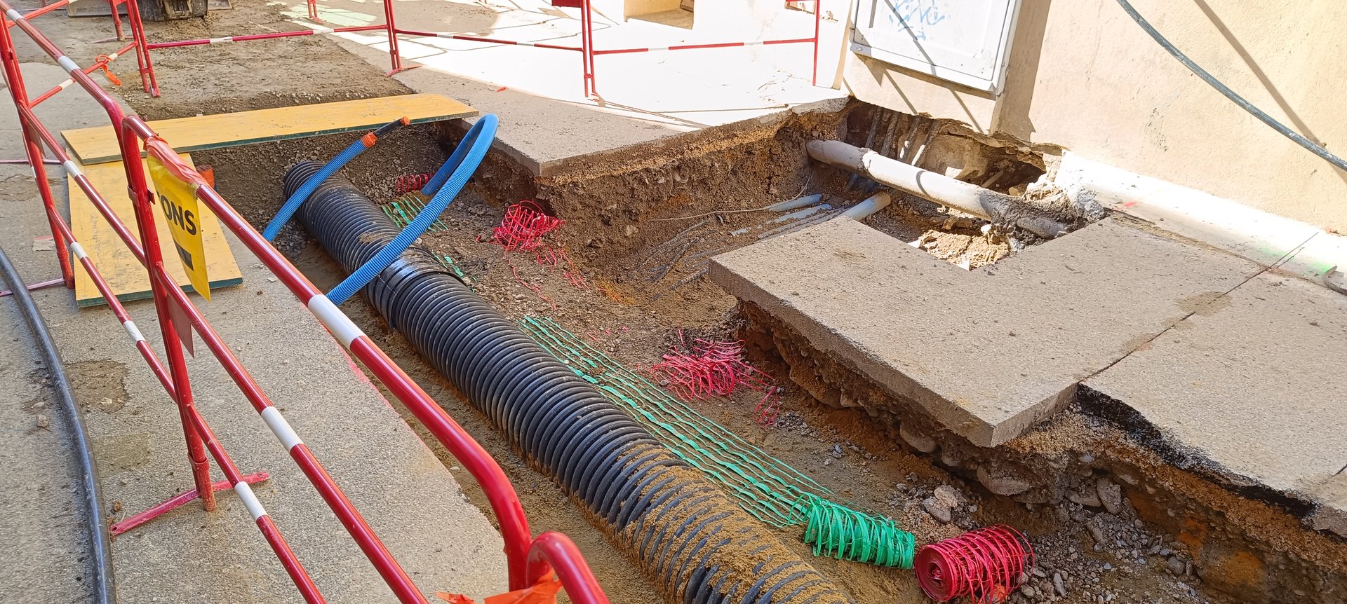 work to change the sewage system in a street