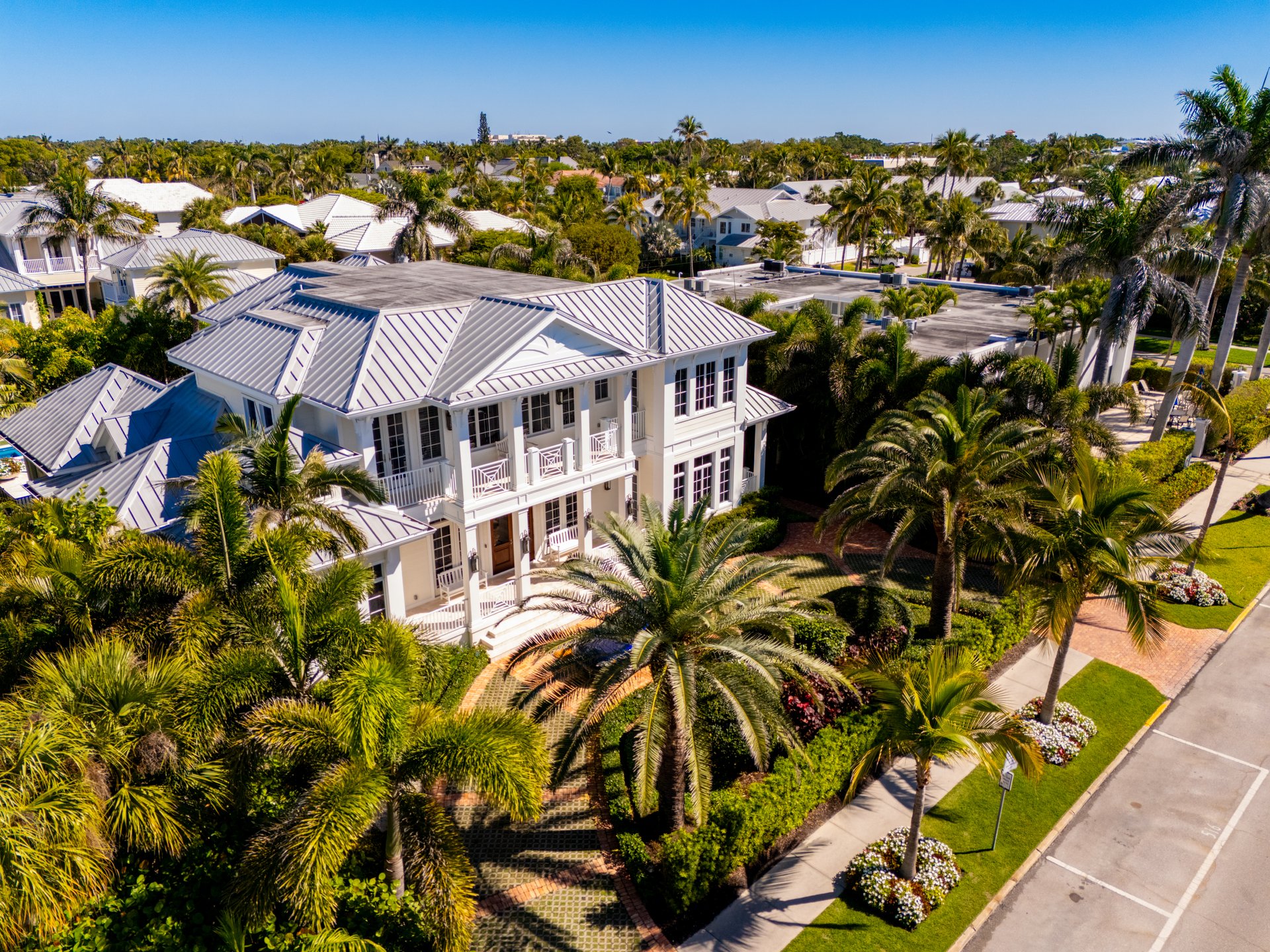 Naples, FL, USA - March 19, 2025: Aerial stock image luxury homes in Naples Florida