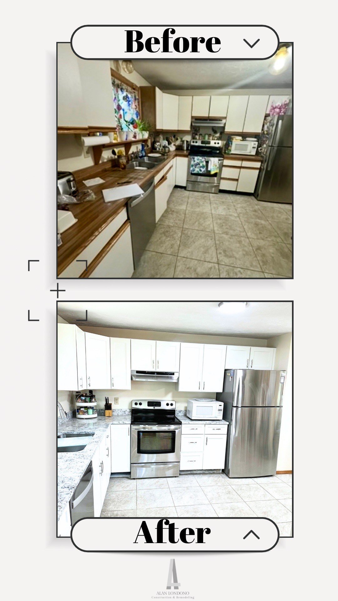 Before and after remodeling project