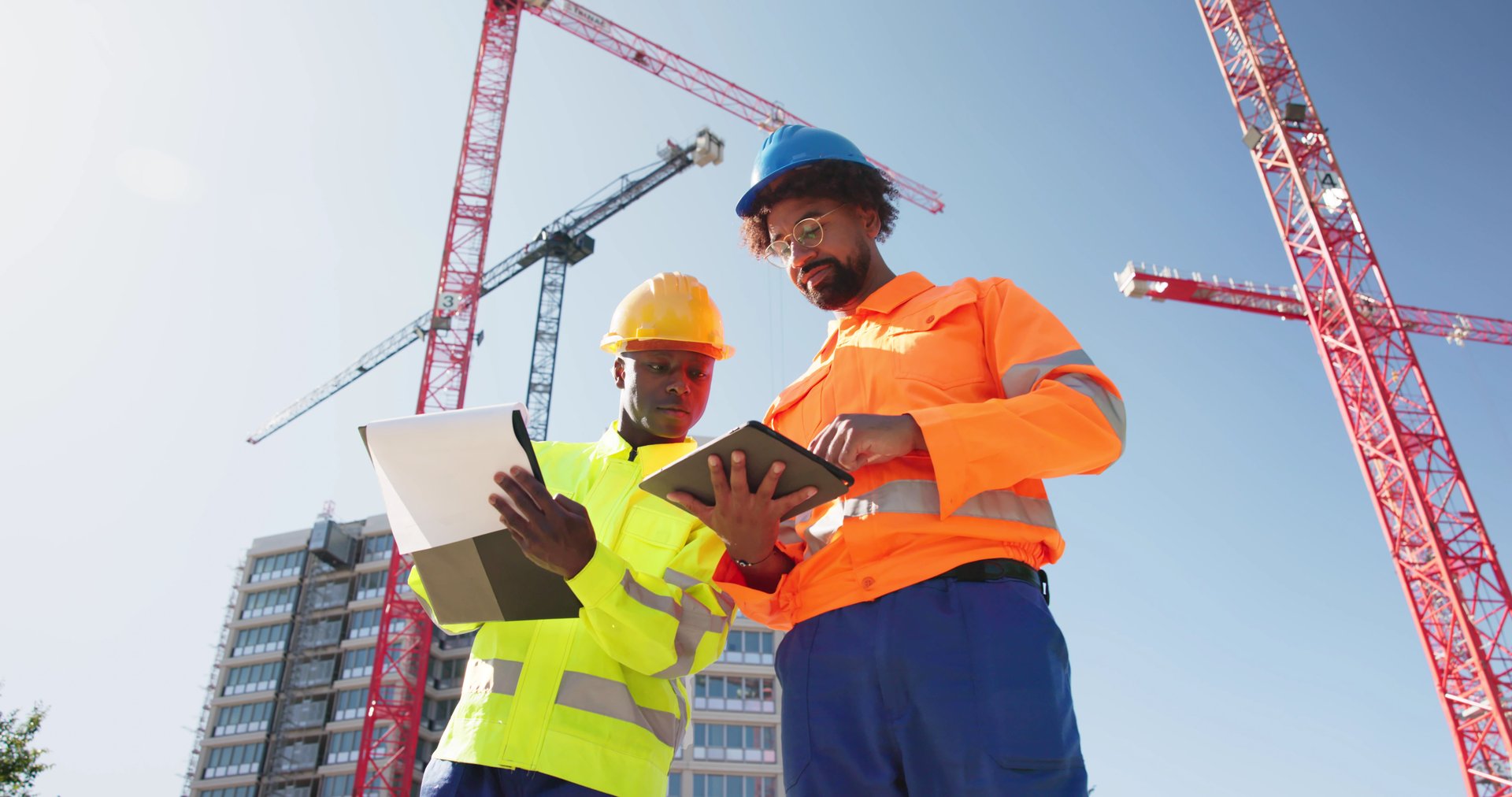 OSHA Inspection Worker At Construction Site. Building Safety