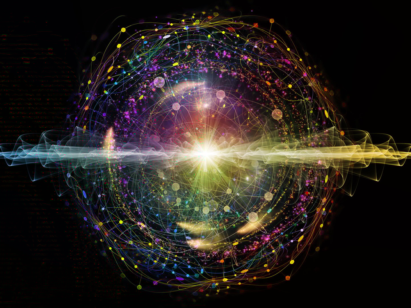 Elementary Particles series. Interplay of abstract fractal forms on the subject of nuclear physics, science and graphic design.