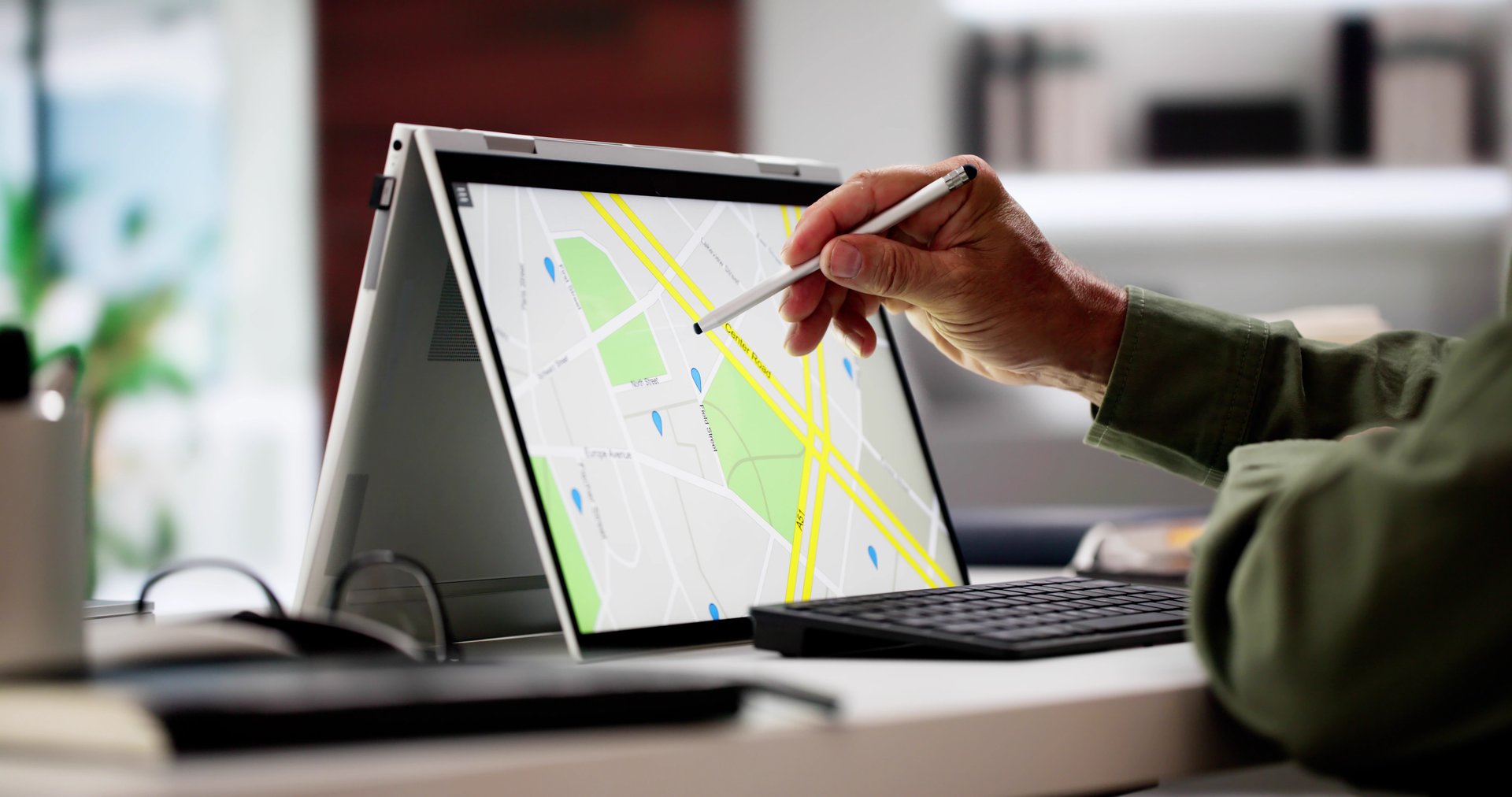 Online Location GPS Map Search On Laptop Screen