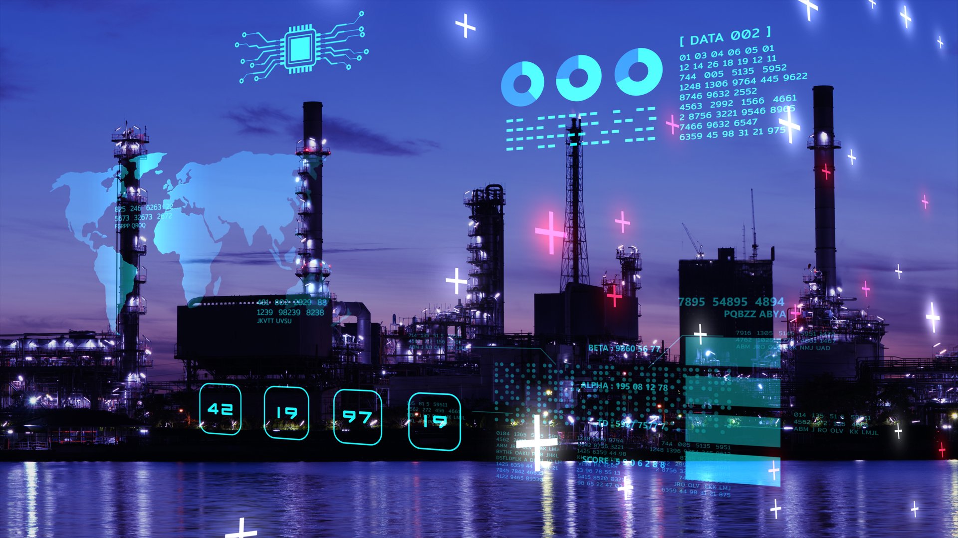 Smart city power energy industry sustainable oil gas plant control IOT internet of thing ICT digital technology futuristic, automation management smart digital technology security and database