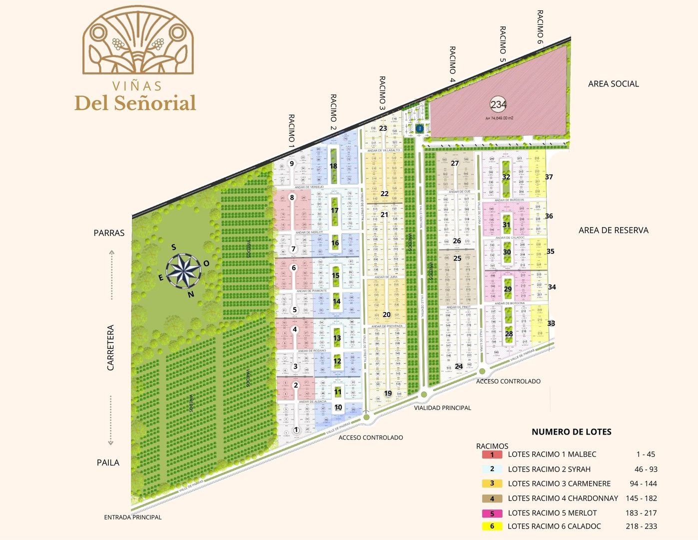 Cuadro de lotificación del fraccionamiento