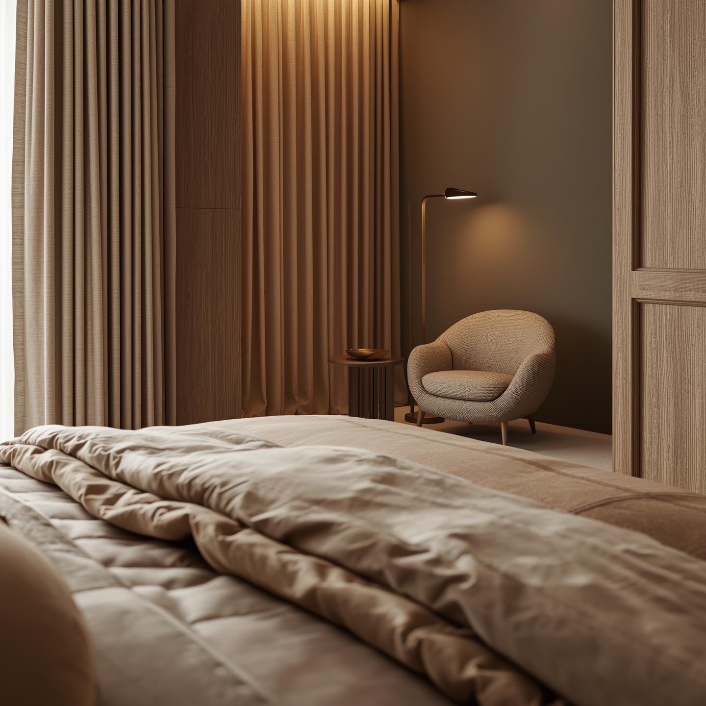 Sengetøy i nøytrale toner