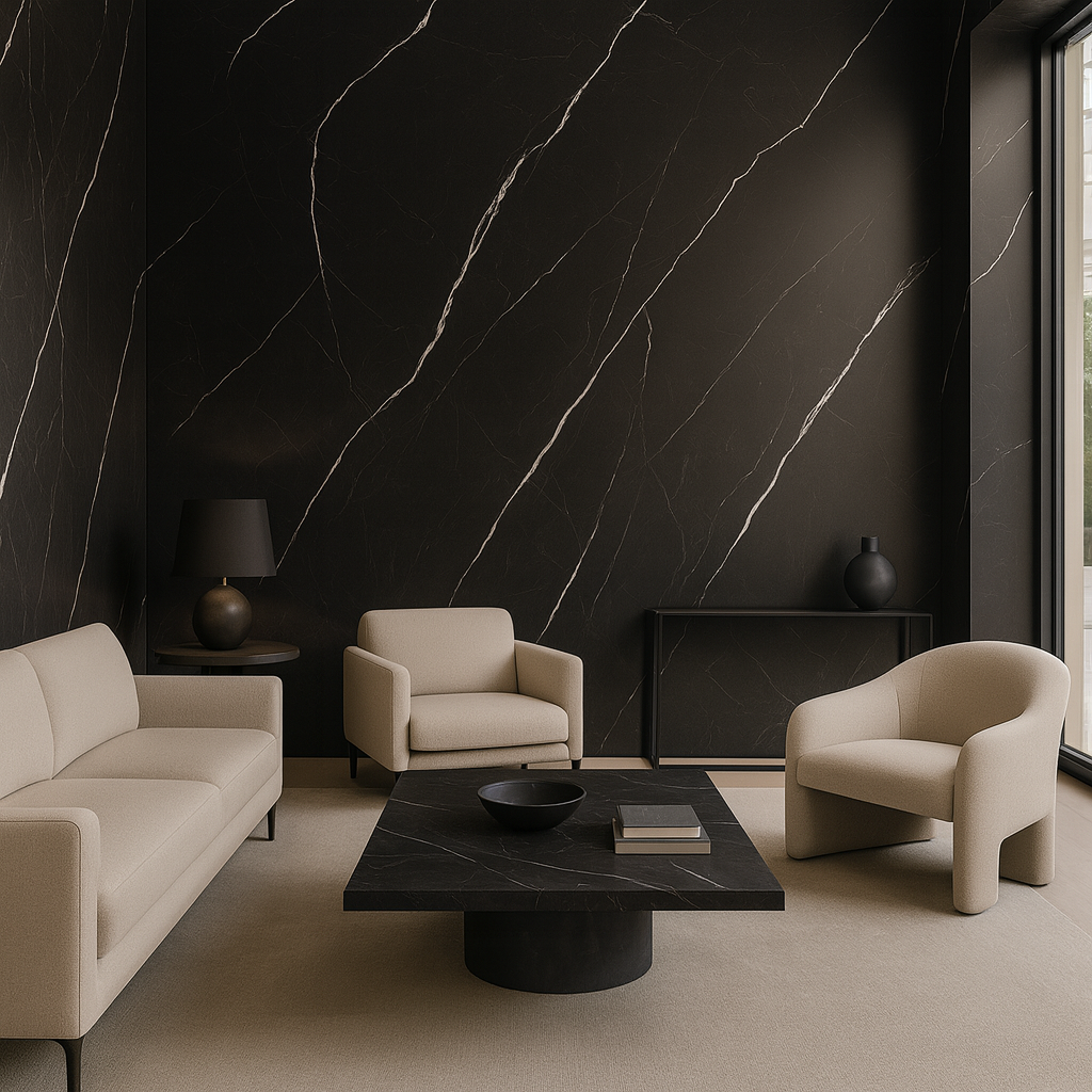 Negro Vena Blanca - PVC Mármol Premium