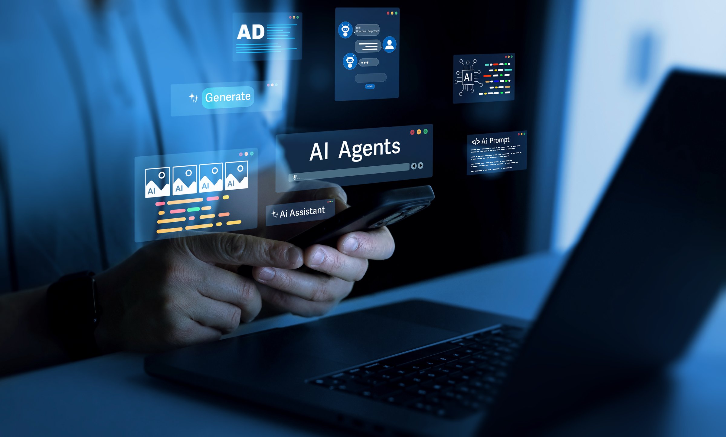 AI Agents and assistants. Ai Content Generator. Interaction with the Ai assistant to solve some tasks more easily. Image generator, documents, marketing and advertising, bot writing and coding.
