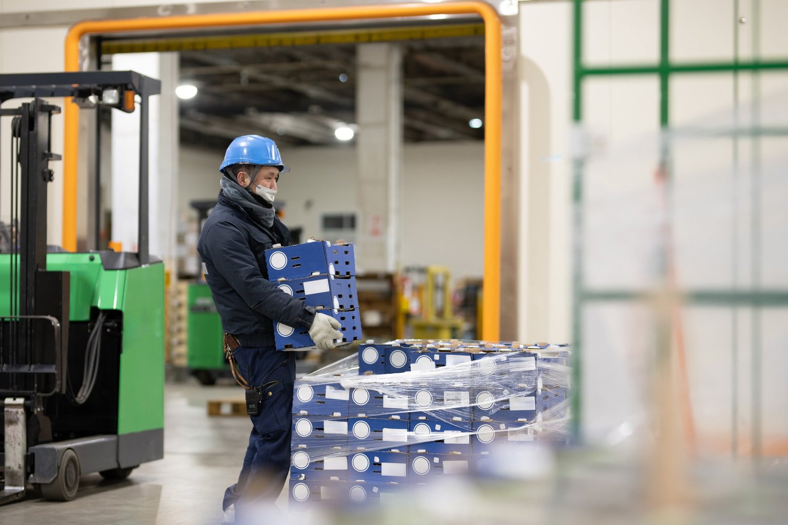 Packaging worker in warehouse