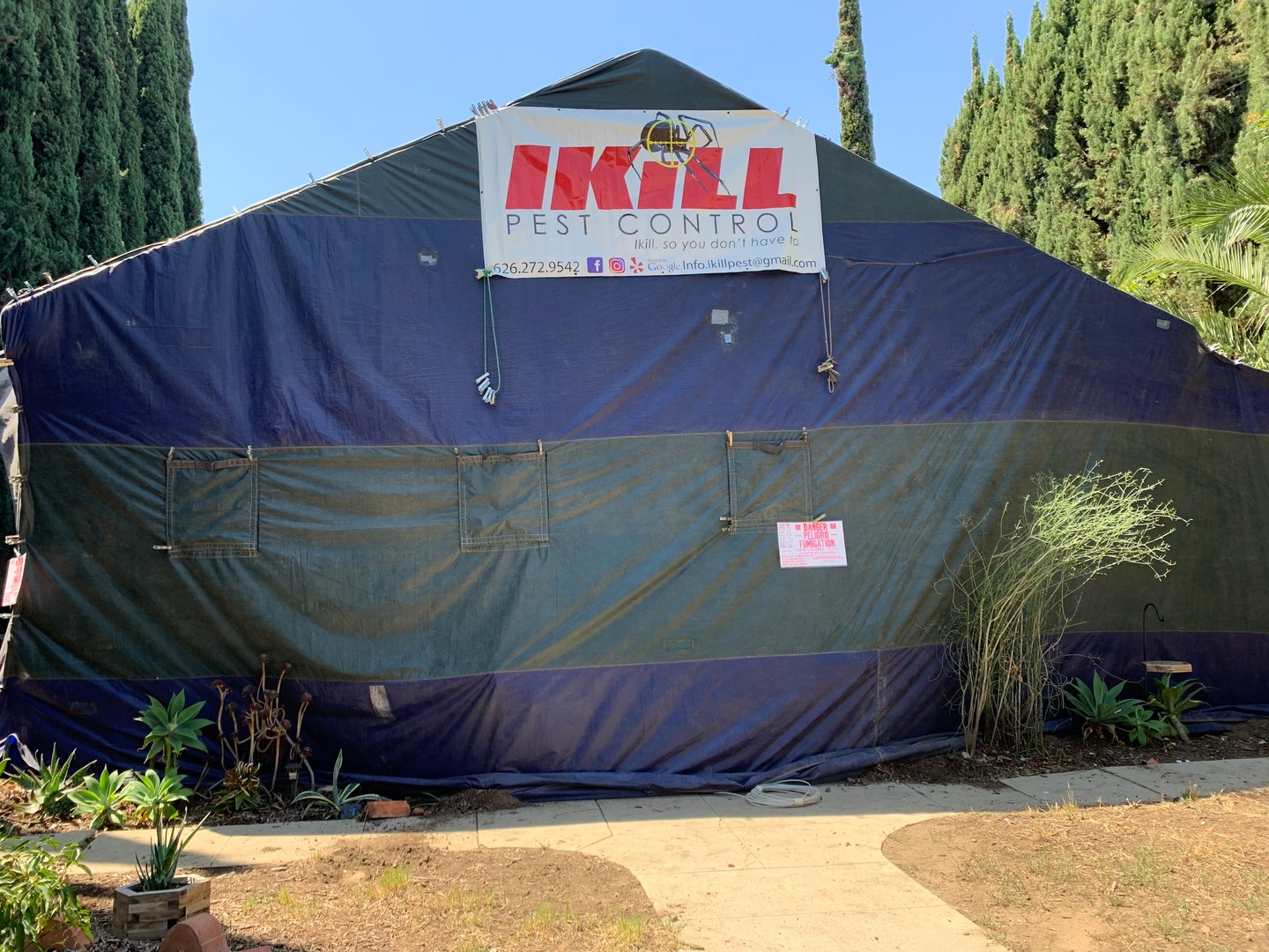 House being tented for termite treatment