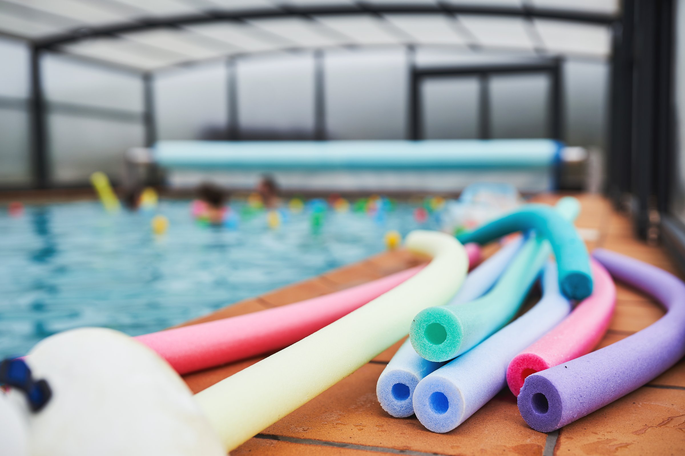 Pool noodles swimming