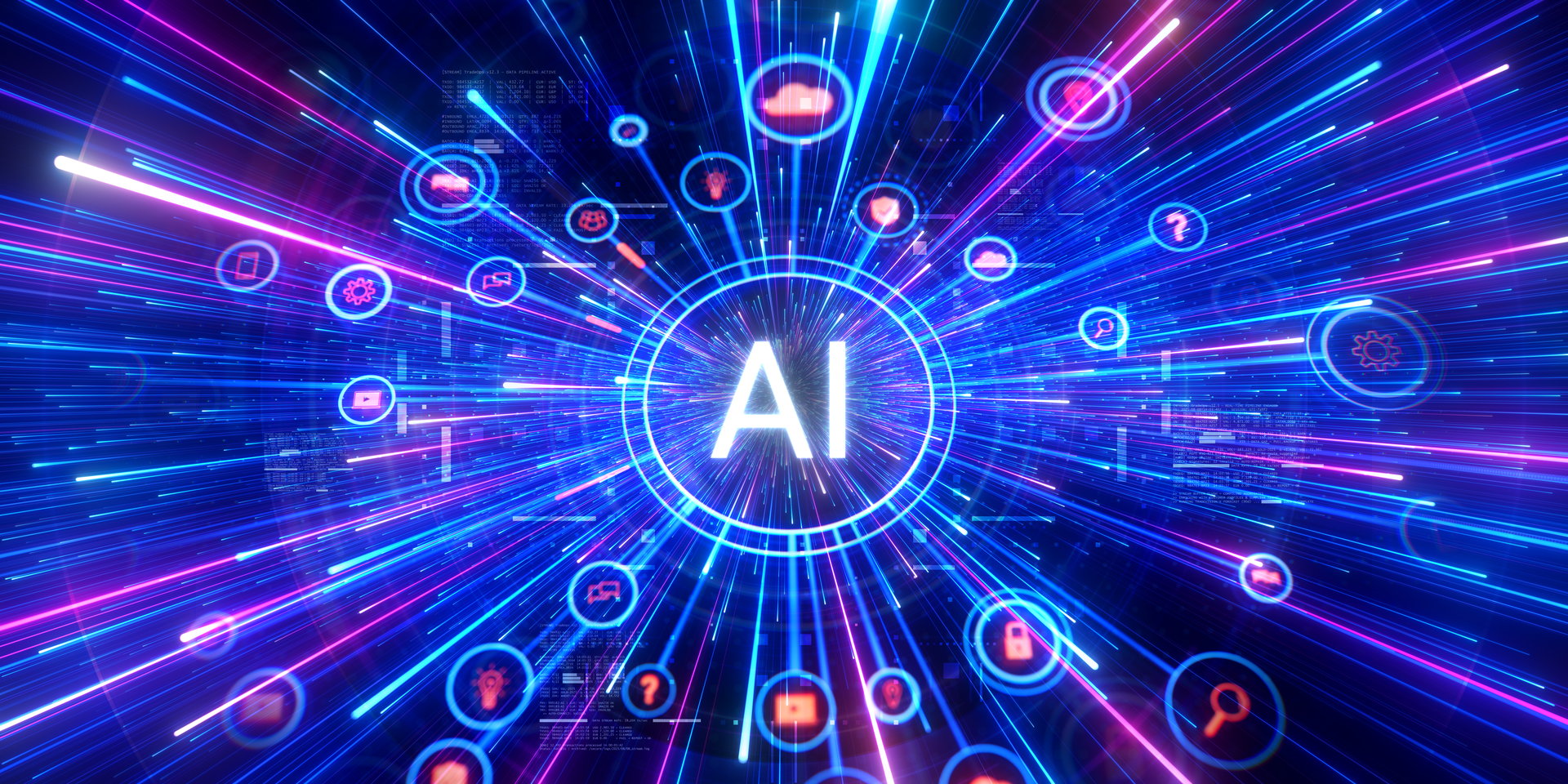 Artificial intelligence and machine learning concept. Concept of artificial neural networks, neuromorphic computing, machine learning, AI, big data, large language model and neural network.
