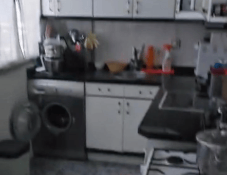 built-in kitchen before and after restoration - renovation concept