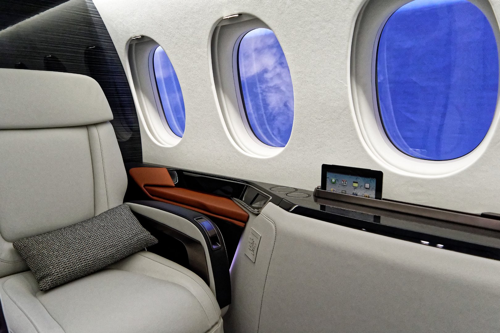 Corporate jet interior window business photo
