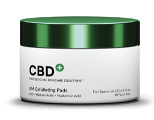 AM Exfoliating Pads container with 113mg CBD for morning exfoliation