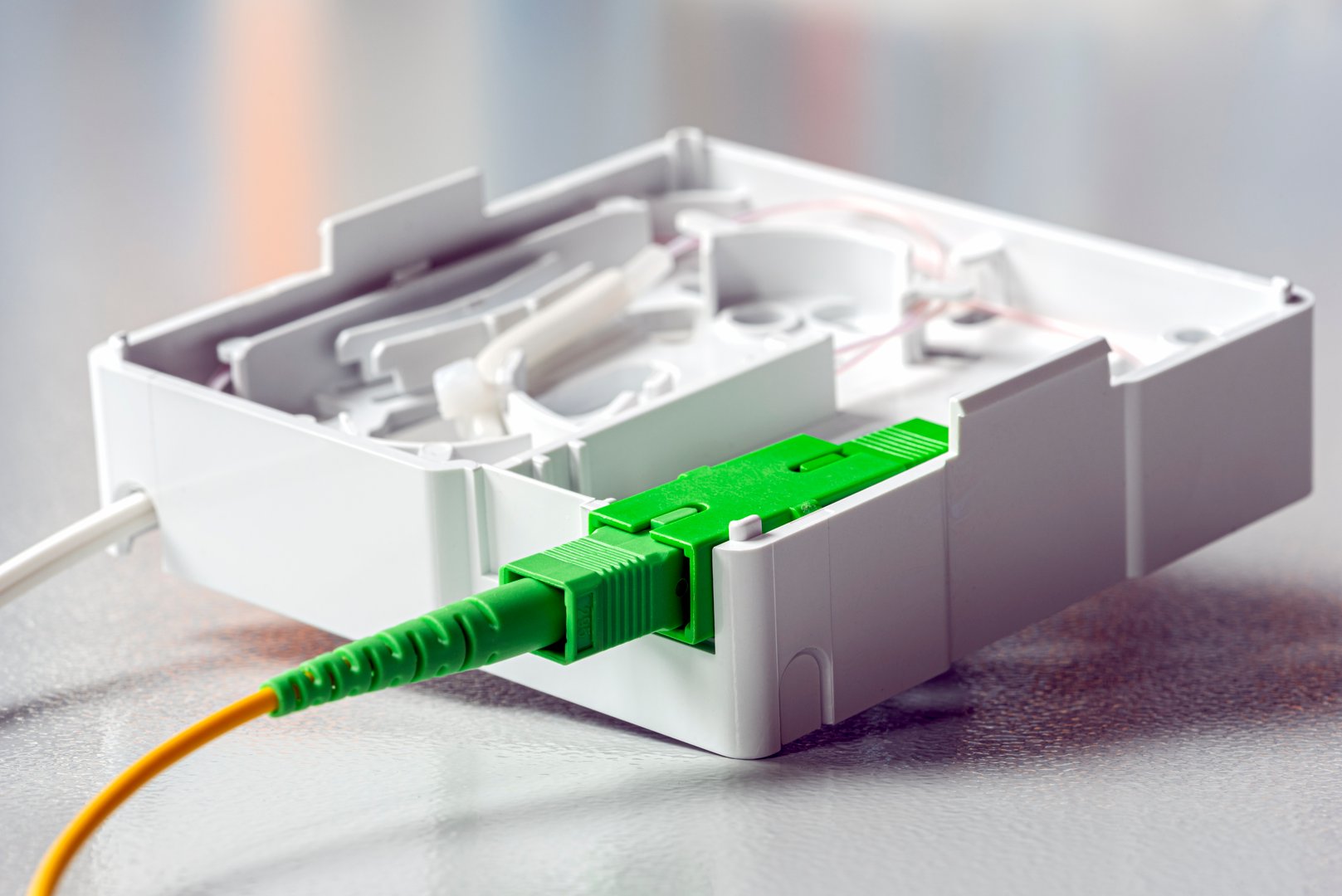 Fibre termination box for optical home intallation close-up