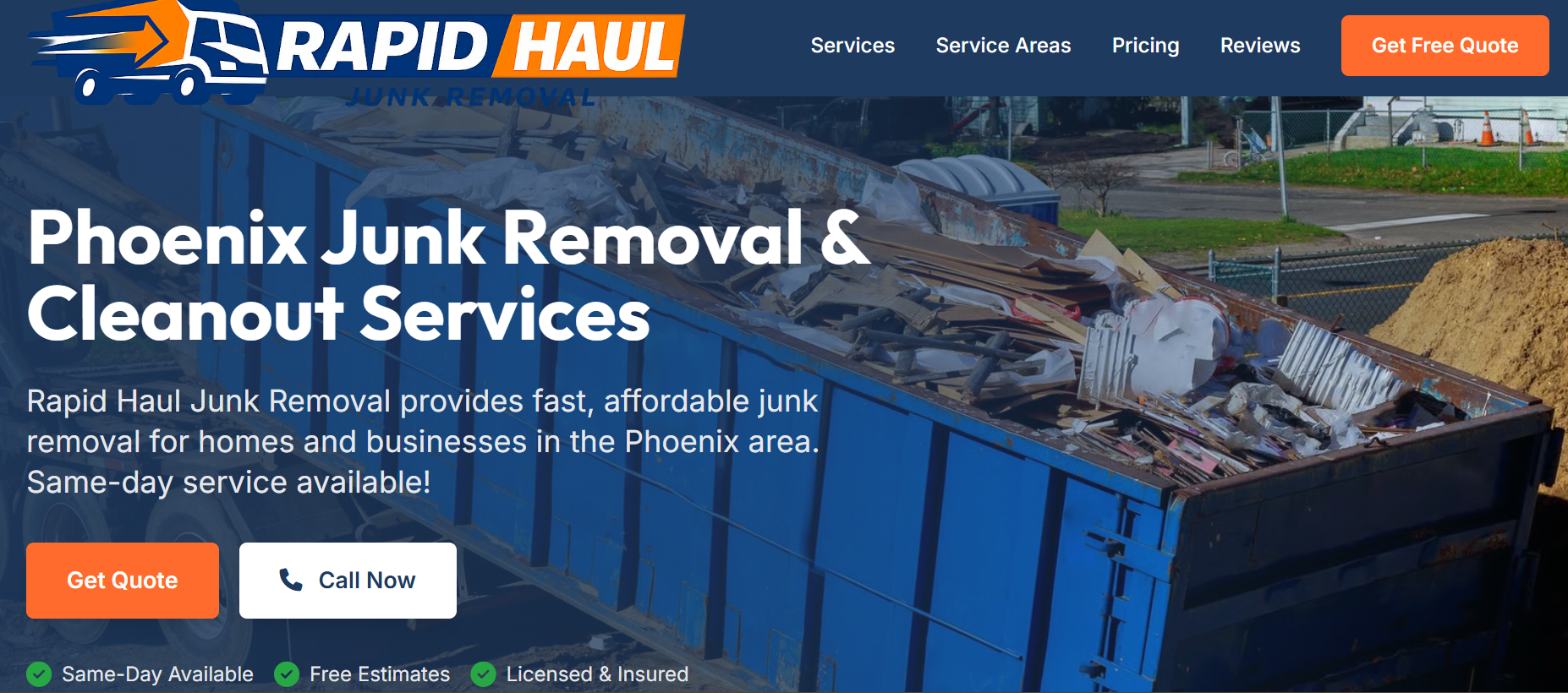 Rapid Haul Junk Removal website demo
