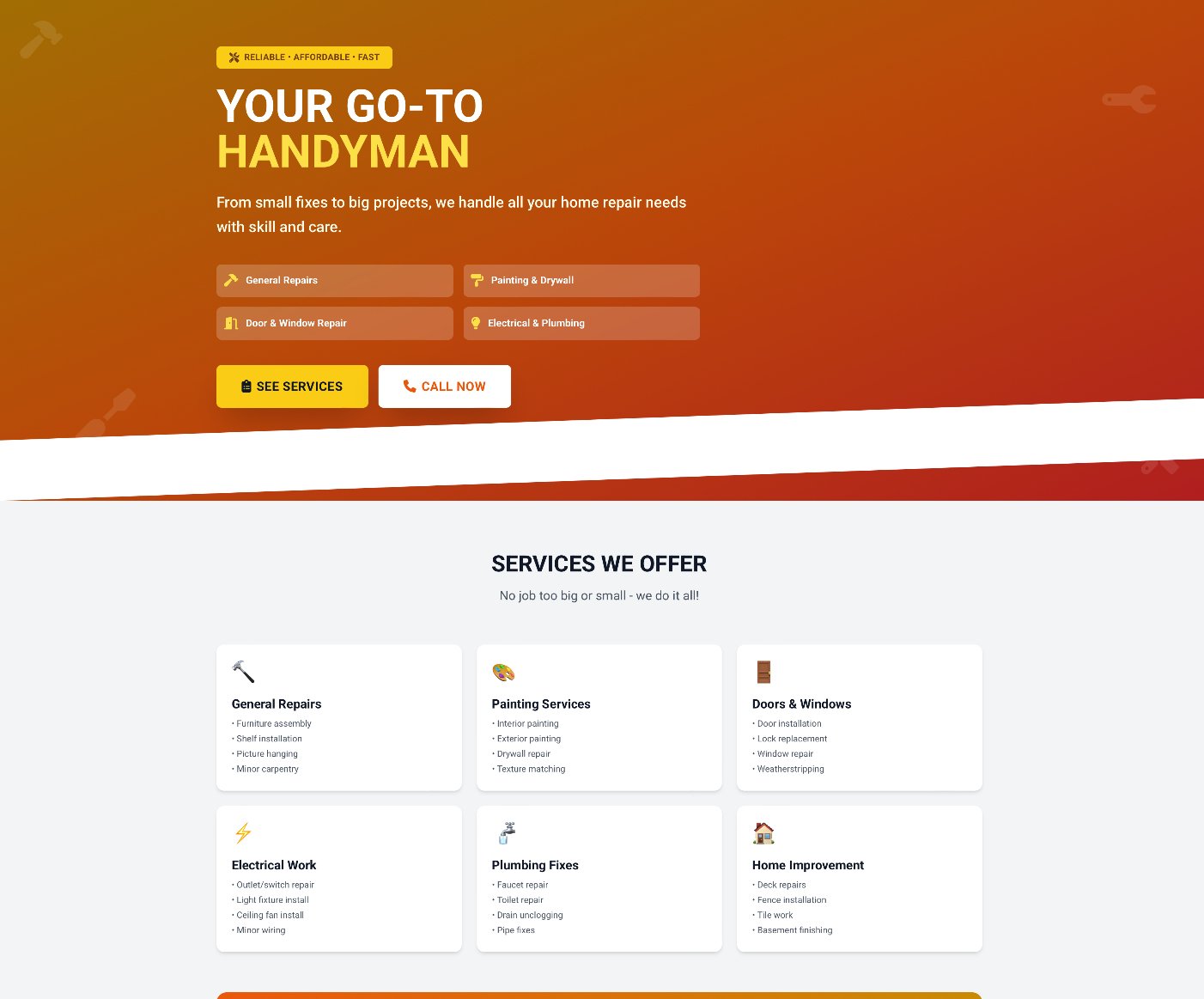 Handyman services website example