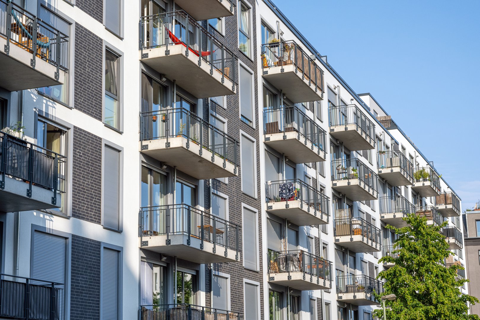 Modern apartment building seen in Berlin, Germany