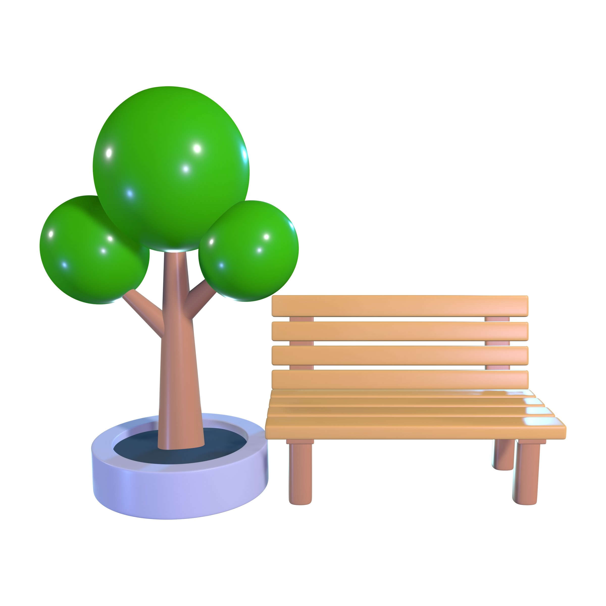 This is a Public Park 3D Render Illustration Icon. High-resolution JPG file isolated on a white background.