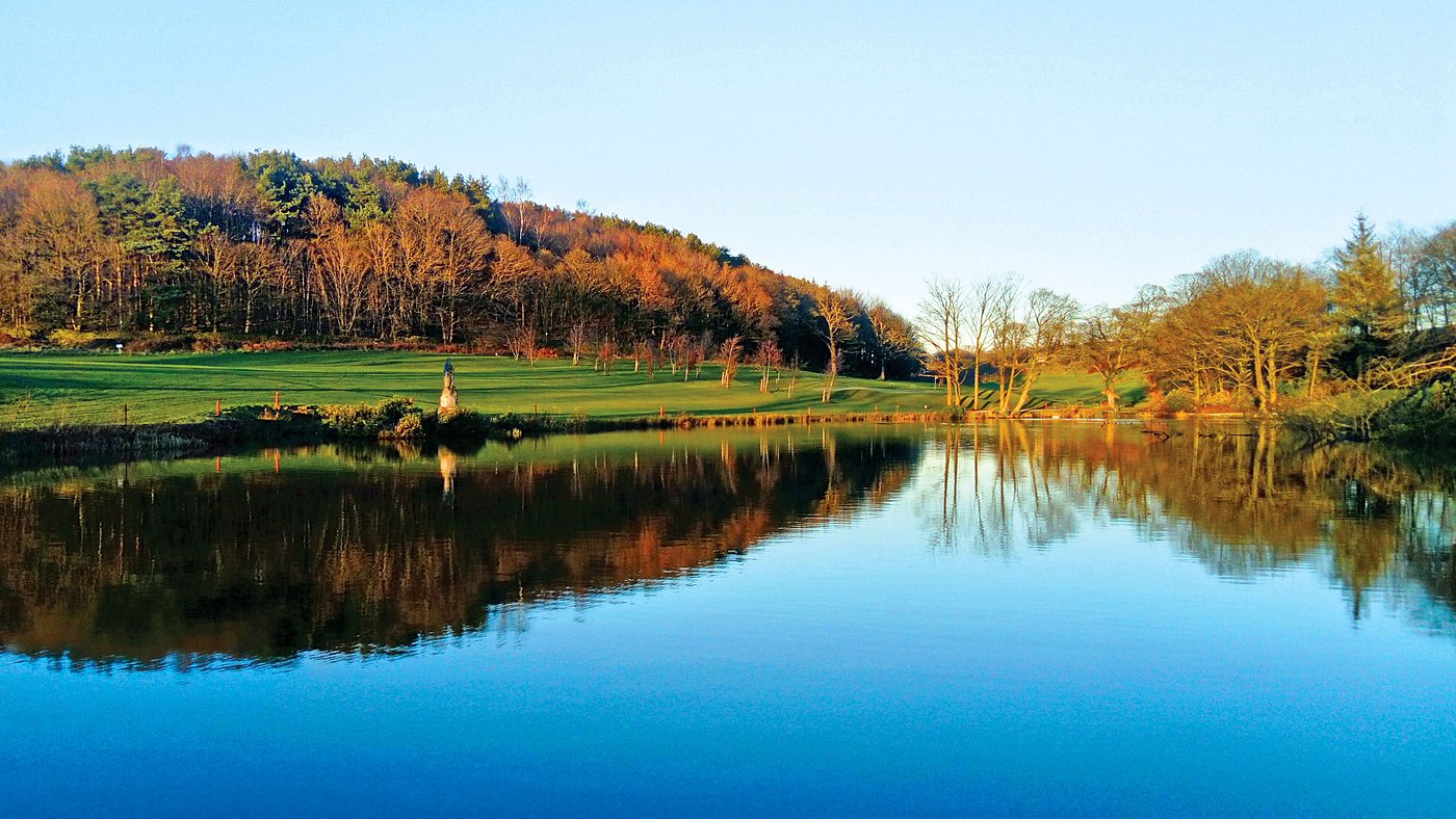 Panoramic view of Shrigley Hall golf course and surrounding countryside