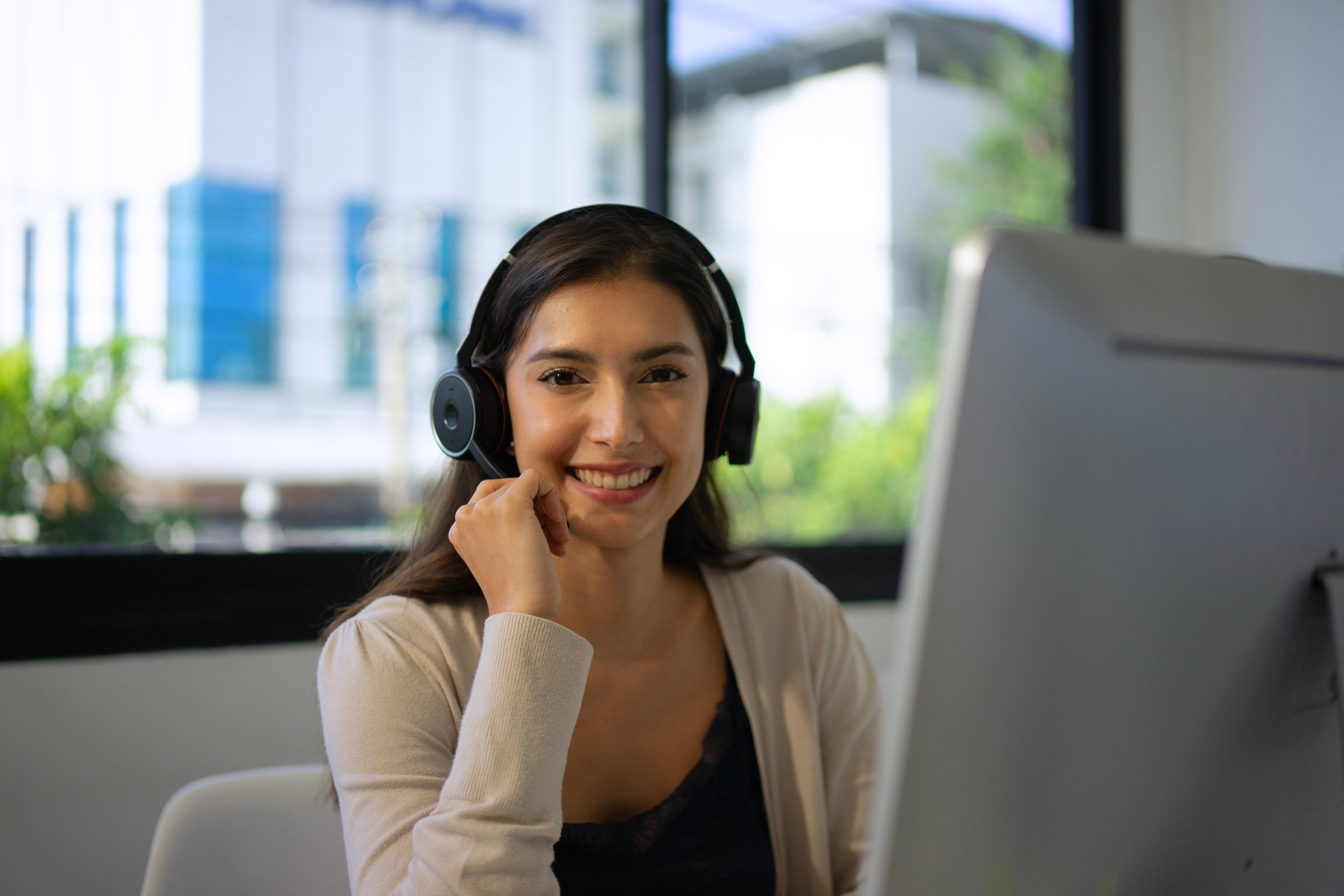 White collar worker is working with computer at office