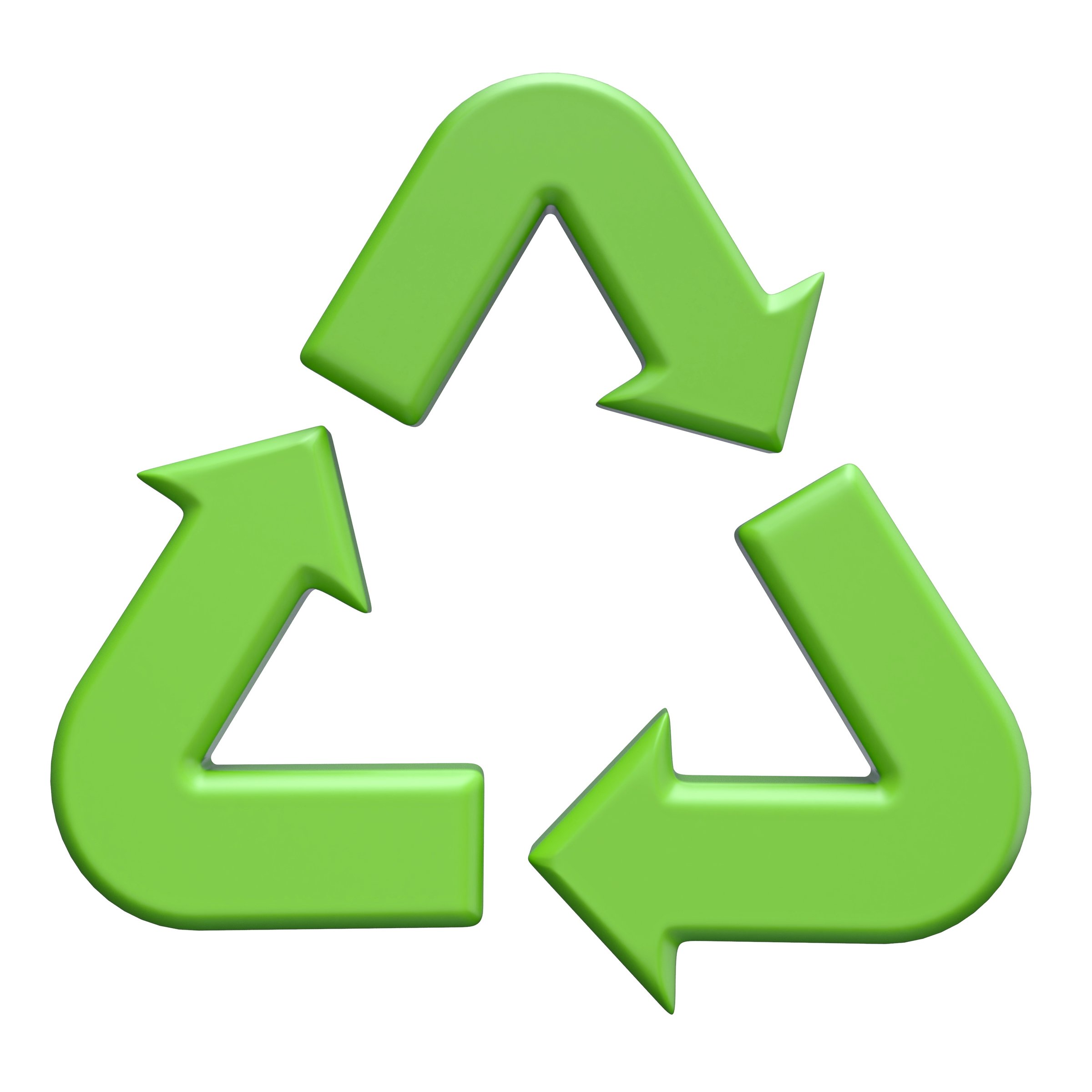 Green recycle arrows 3D rendering illustration