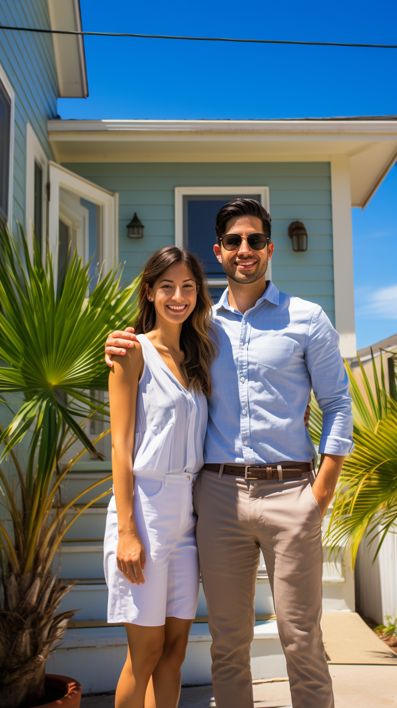 Home buyers reviewing property