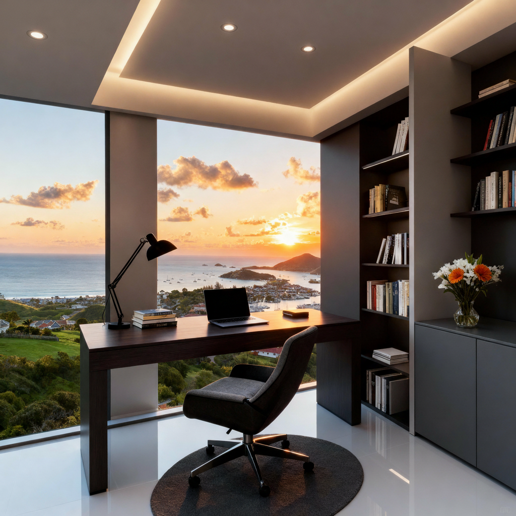 Living space opening to terrace