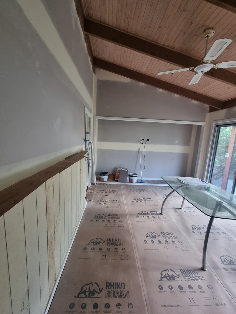 Fairhaven coastal home interior before renovation - original condition