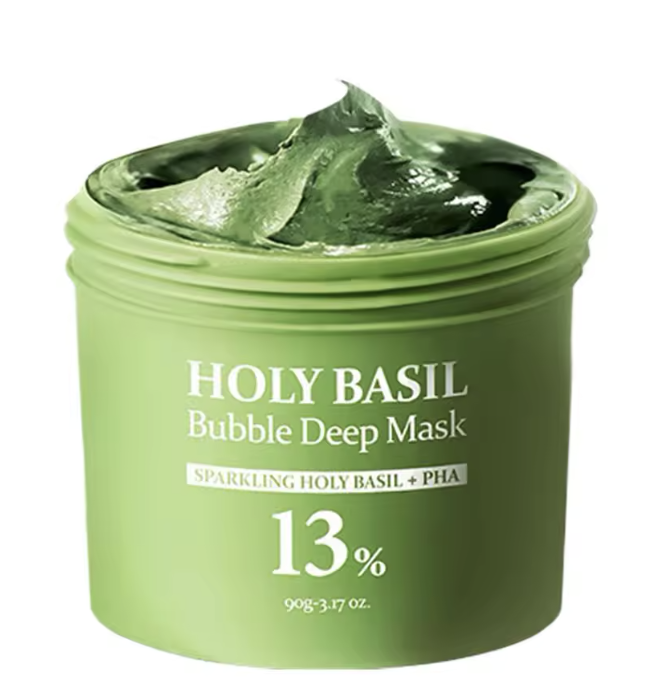 Holy Basil Bubble Cleansing Mask application