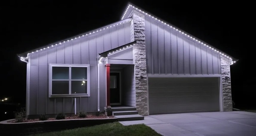 Small triangle roof with white LED lights