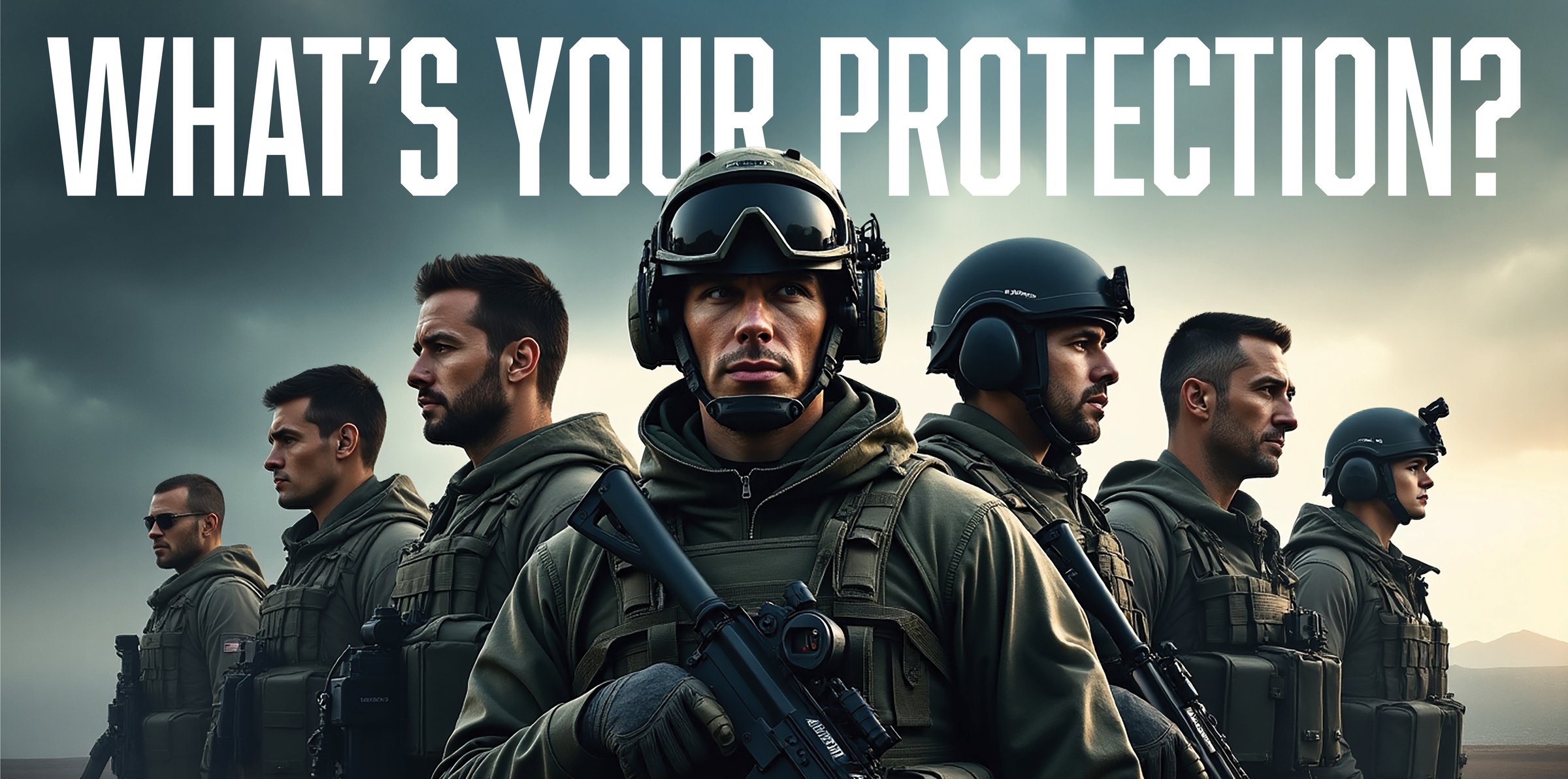 Military personnel with tactical hearing protection equipment