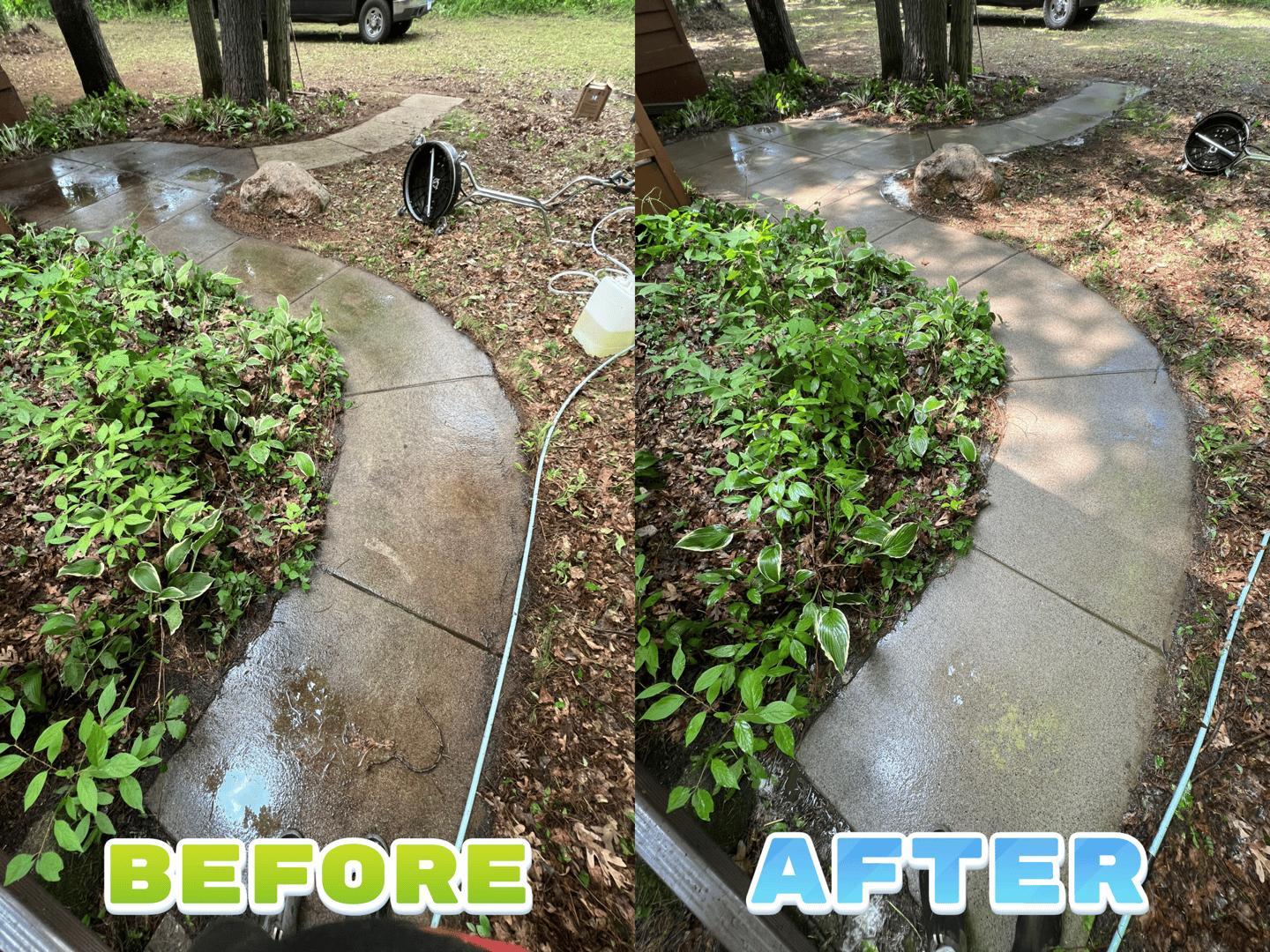 Before and after exterior cleaning project