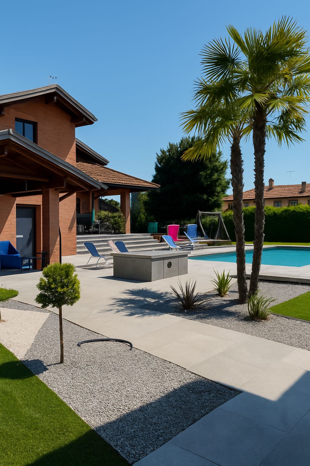 Giardino di lusso moderno con progettazione professionale