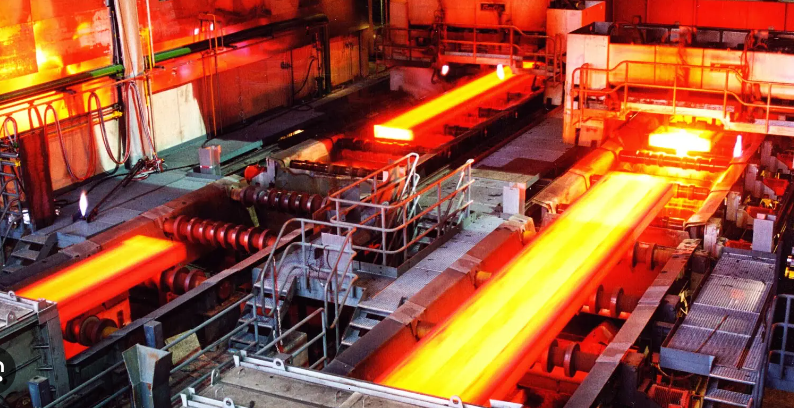 Planchón de acero en proceso de colada continua