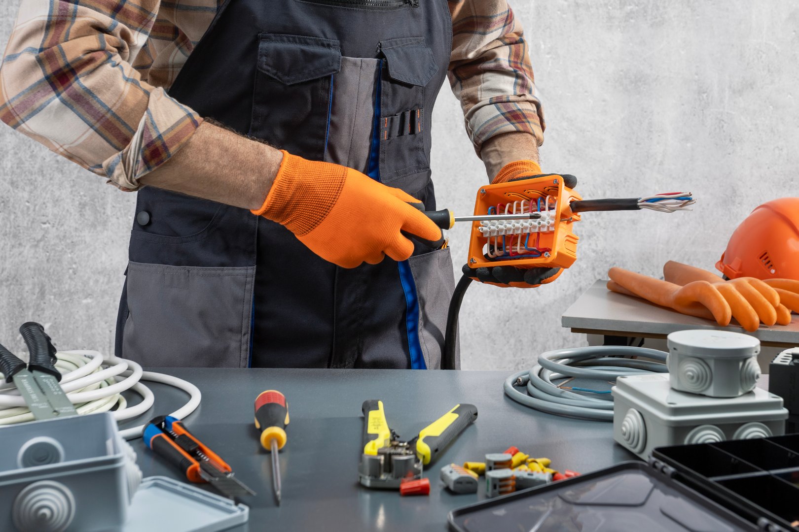 Electrician connecting wires