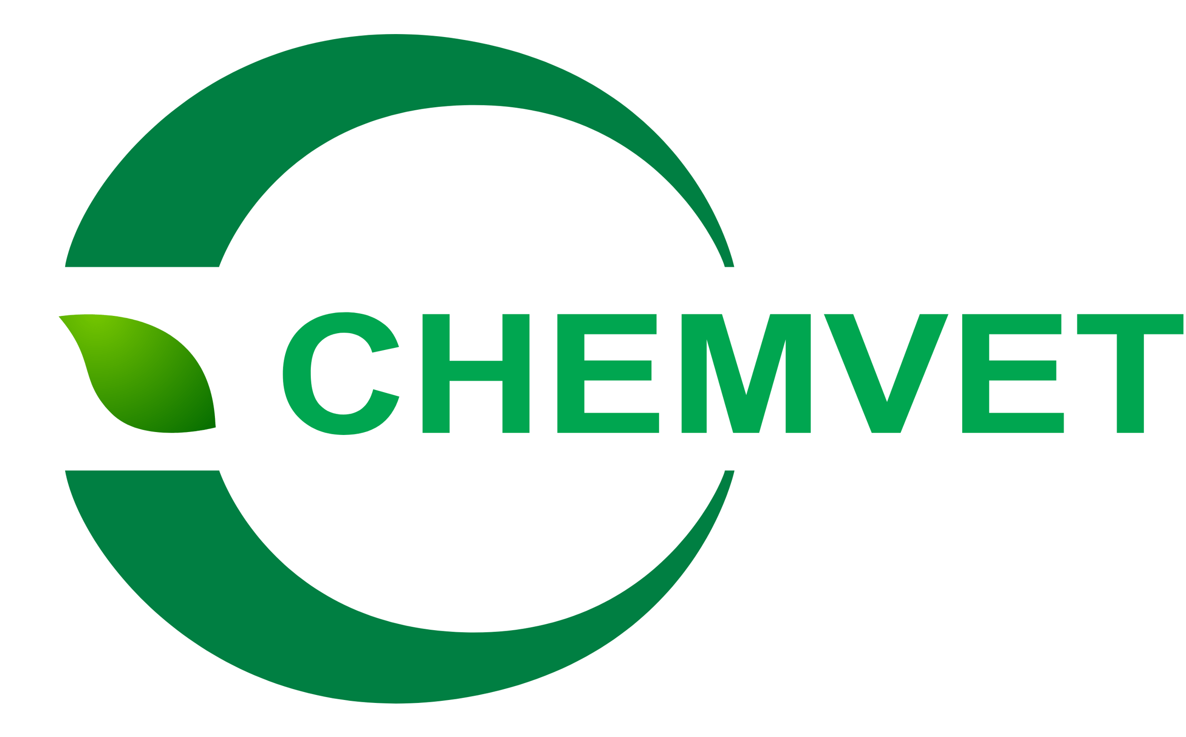 Logo with green letter C enclosing CHEMVET text, featuring a leaf motif on the C, symbolizing eco-friendly focus.