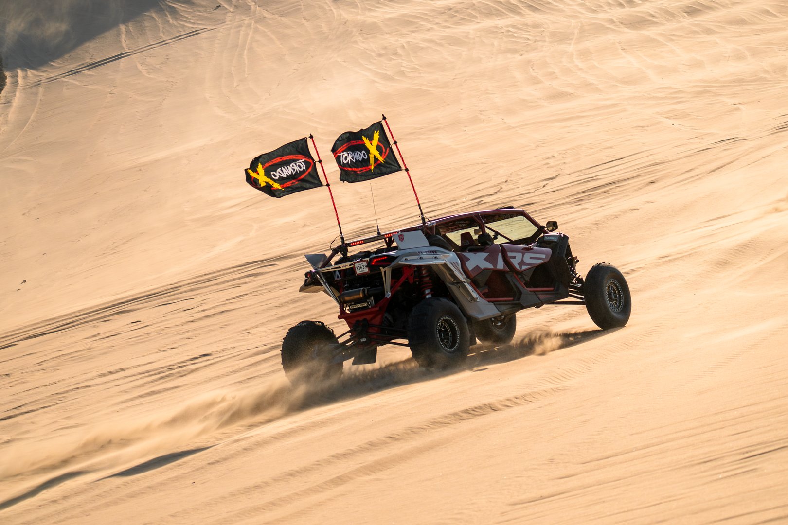 Doha, Qatar, January 31th 2025: Off road buggy car in the sand dunes of the Qatari desert.