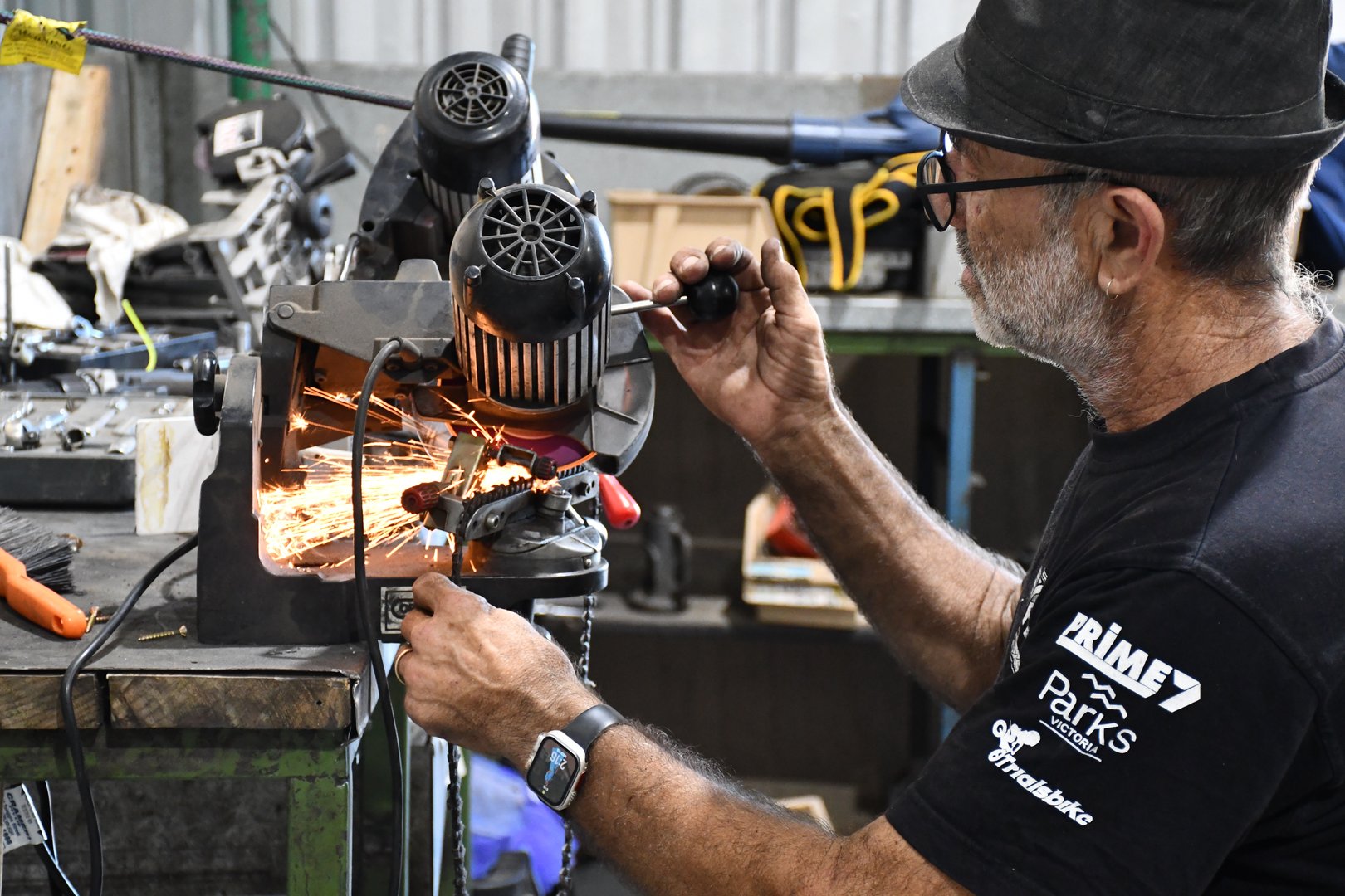 Mitch's Small Engines workshop in Maryborough Victoria with small engine repair equipment